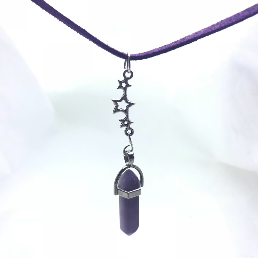 Amethyst crystal and Tibetan silver star